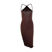 Solid Color Halter Sleeveless Halterneck Dress Long Dress - Believe Grace 