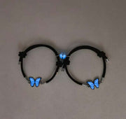 Fashion Blue Luminous Butterfly Necklace Bracelet Set For Glow In The Dark Women Clavicle Chain Choker Party Jewelry Set Gift - Believe Grace 