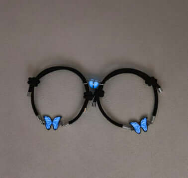 Fashion Blue Luminous Butterfly Necklace Bracelet Set For Glow In The Dark Women Clavicle Chain Choker Party Jewelry Set Gift - Believe Grace 