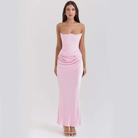 Slim Tube Top Long Dress Sexy Fashion Bandeau Backless Party Evening Dresses For Women Clothing - Believe Grace 