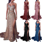 Women's Clothing One-shoulder Sleeveless Bronzing Split Dress - Believe Grace 
