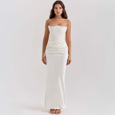 Slim Tube Top Long Dress Sexy Fashion Bandeau Backless Party Evening Dresses For Women Clothing - Believe Grace 
