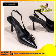 Black Ladies Stiletto Heel Pointed Toe Toe Cap Pumps Believe grace