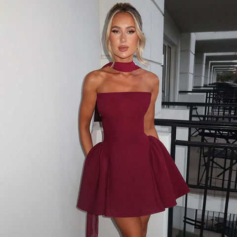 Sexy Tube Top Dress With Back Zipper Design Ins Fashion Short Dress For Party Clothing Women - Believe Grace 