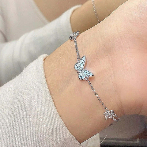 Fashion Blue Luminous Butterfly Necklace Bracelet Set For Glow In The Dark Women Clavicle Chain Choker Party Jewelry Set Gift - Believe Grace 