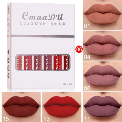 6 Boxes Of Matte Non-stick Cup Waterproof Lipstick Long Lasting Lip Gloss - Believe Grace 