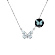 Fashion Blue Luminous Butterfly Necklace Bracelet Set For Glow In The Dark Women Clavicle Chain Choker Party Jewelry Set Gift - Believe Grace 