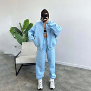 Sports Suits With Pockets Stand-up Collar Zipper Cardigan And Drawstring Trousers Fashion Jogger Set Outfits Tracksuits Women's Clothing - Believe Grace 
