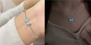 Fashion Blue Luminous Butterfly Necklace Bracelet Set For Glow In The Dark Women Clavicle Chain Choker Party Jewelry Set Gift - Believe Grace 