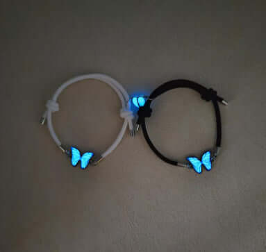 Fashion Blue Luminous Butterfly Necklace Bracelet Set For Glow In The Dark Women Clavicle Chain Choker Party Jewelry Set Gift - Believe Grace 