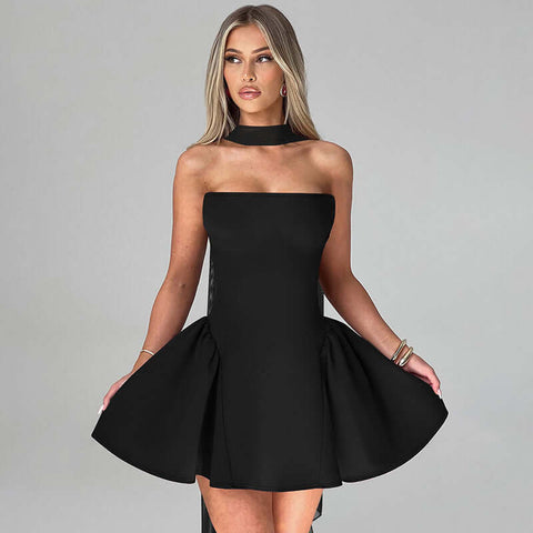 Sexy Tube Top Dress With Back Zipper Design Ins Fashion Short Dress For Party Clothing Women - Believe Grace 