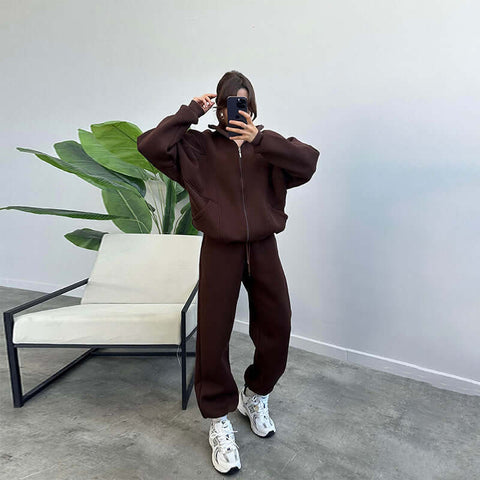 Sports Suits With Pockets Stand-up Collar Zipper Cardigan And Drawstring Trousers Fashion Jogger Set Outfits Tracksuits Women's Clothing - Believe Grace 