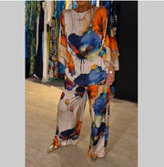 Casual Round Neck Printed Satin Suit Believe grace