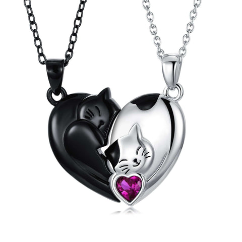 Couple Stitching Love Black And White Hug Cute Pet Cat Couple Pendant Necklace For Women Girls Fashion Exquisite Gift - Believe Grace 