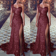 Women's Clothing One-shoulder Sleeveless Bronzing Split Dress - Believe Grace 