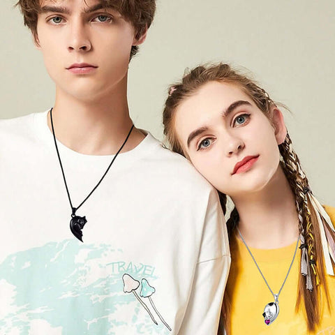 Couple Stitching Love Black And White Hug Cute Pet Cat Couple Pendant Necklace For Women Girls Fashion Exquisite Gift - Believe Grace 