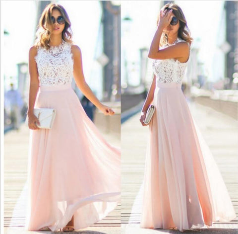 New Lace Chiffon Patchwork Maxi Dress - Believe Grace 
