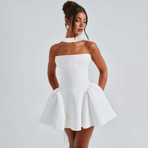 Sexy Tube Top Dress With Back Zipper Design Ins Fashion Short Dress For Party Clothing Women - Believe Grace 