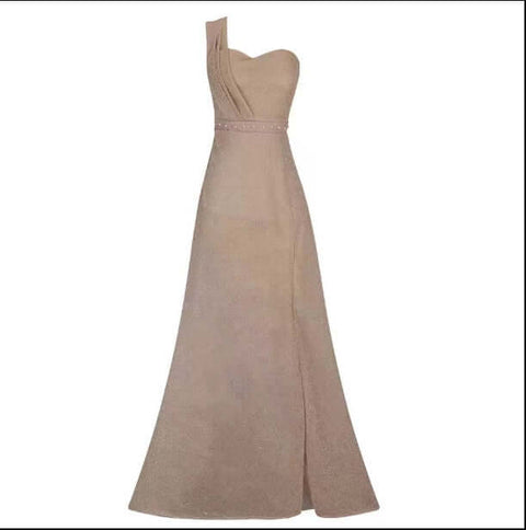 Women's Clothing One-shoulder Sleeveless Bronzing Split Dress - Believe Grace 