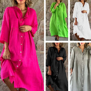 Casual Standing Collar Button long Dress - Believe Grace 