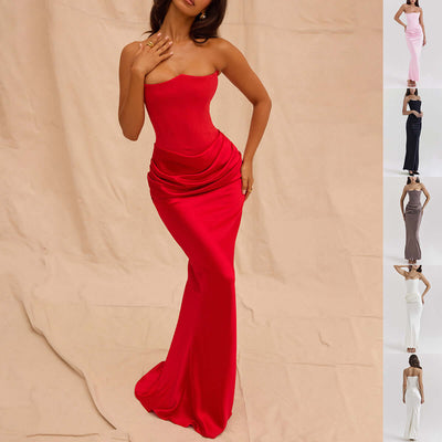 Slim Tube Top Long Dress Sexy Fashion Bandeau Backless Party Evening Dresses For Women Clothing - Believe Grace 