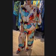 Casual Round Neck Printed Satin Suit Believe grace