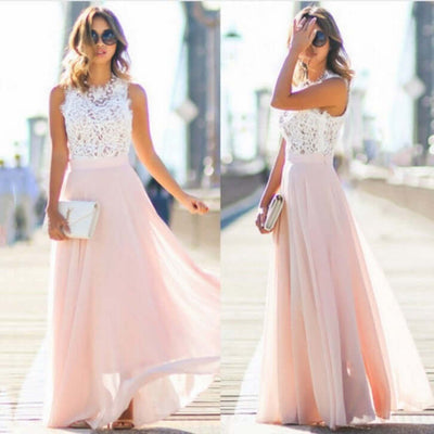 New Lace Chiffon Patchwork Maxi Dress - Believe Grace 