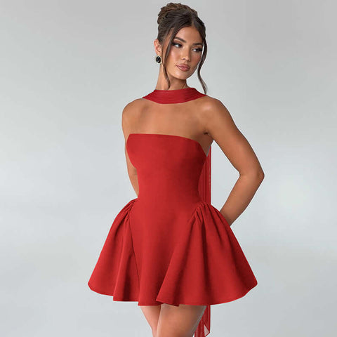 Sexy Tube Top Dress With Back Zipper Design Ins Fashion Short Dress For Party Clothing Women - Believe Grace 