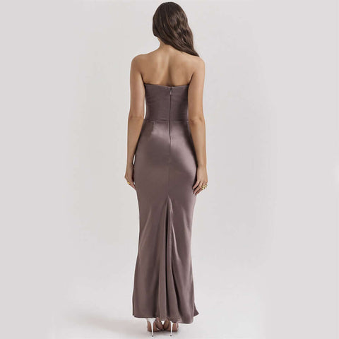 Slim Tube Top Long Dress Sexy Fashion Bandeau Backless Party Evening Dresses For Women Clothing - Believe Grace 
